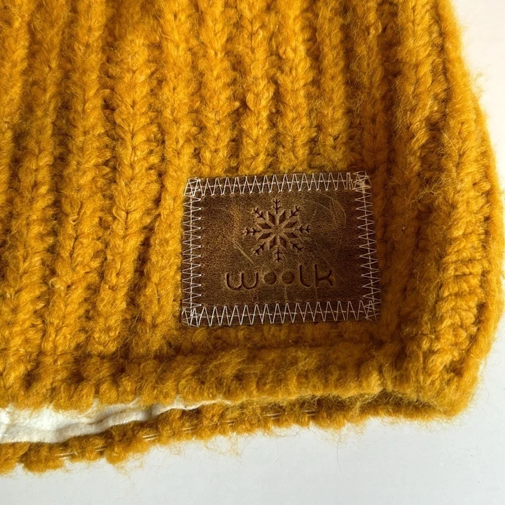 Woolk mustard, yellow Knit women’s Winter Hat